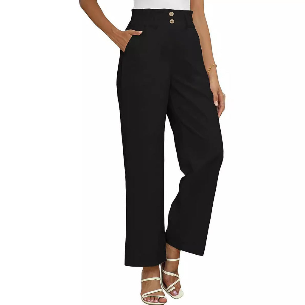 Pantalon Palazzo à taille haute pour femmes avec taille Paperbag