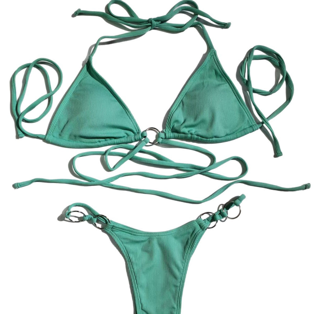 Bikini triangle pour femmes avec anneaux décoratifs R&B