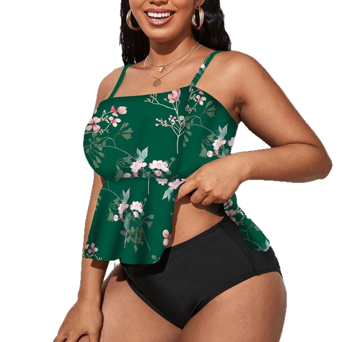 Haut de maillot de bain peplum pour femmes avec design floral Drune