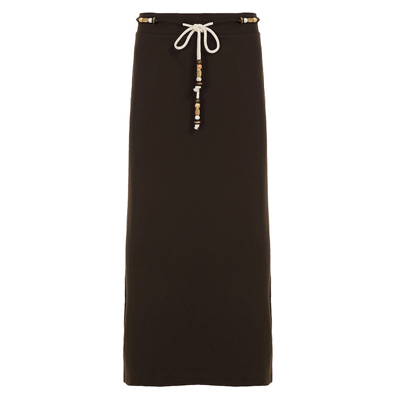 Jupe longue en jersey pour femmes avec taille ajustable et accents ludiques R&B