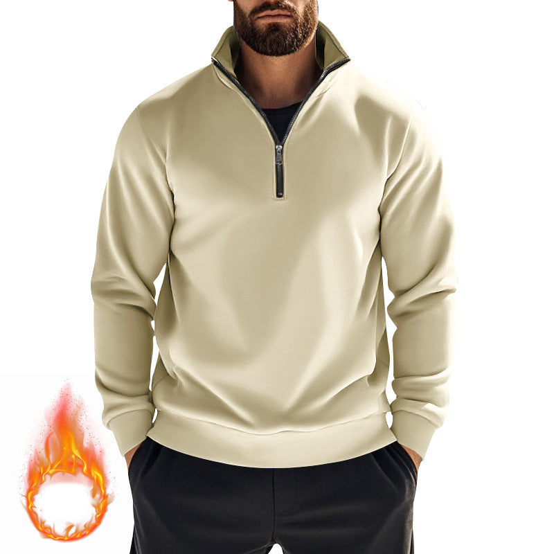 Sweat-shirt homme confortable à demi-zip avec col montant, intérieur légèrement gratté et ourlet côtelé Echo Archiv