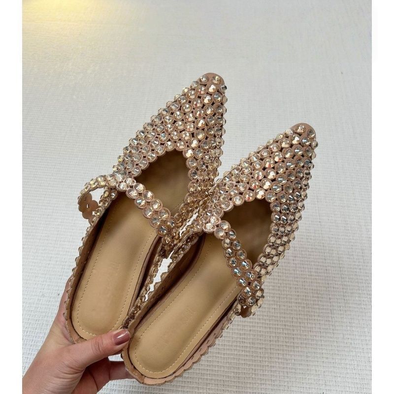 Mules élégantes et glamour pour femmes avec des ornements en strass R&B
