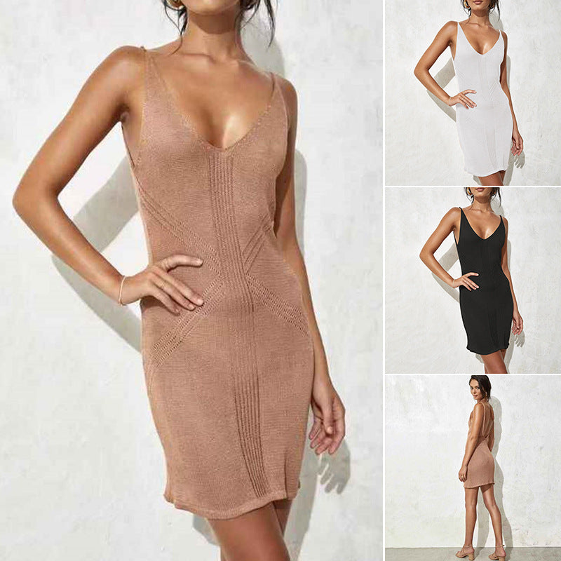 Robe en crochet élégante pour femmes avec décolleté profond R&B