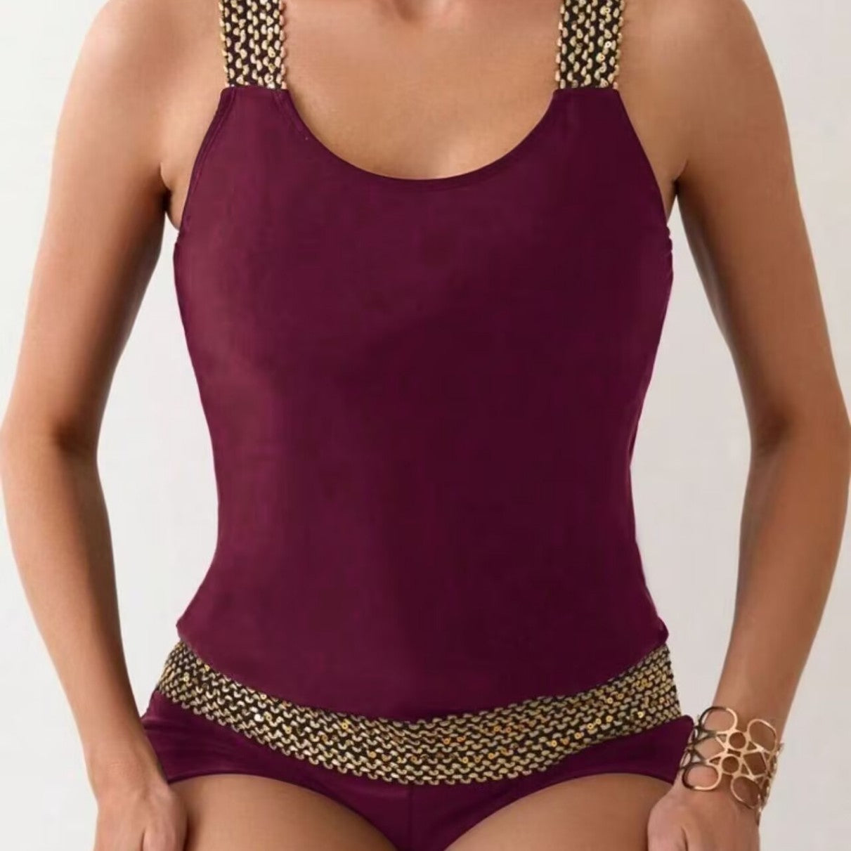 Maillot de bain sportif pour femmes avec bretelles en chaîne tendance R&B