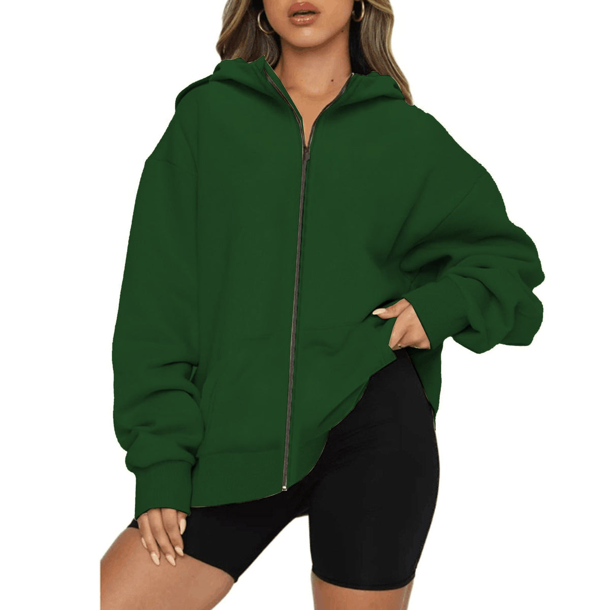 Veste à capuche zippée légère pour femmes en coupe Relaxed-Fit avec poche kangourou et poignets côtelés Echo Archiv