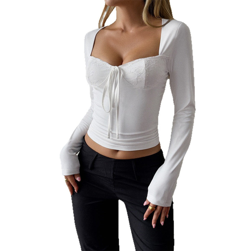 Haut bustier cintré pour femmes avec décolleté carré, bonnets en dentelle et lien Echo Archiv