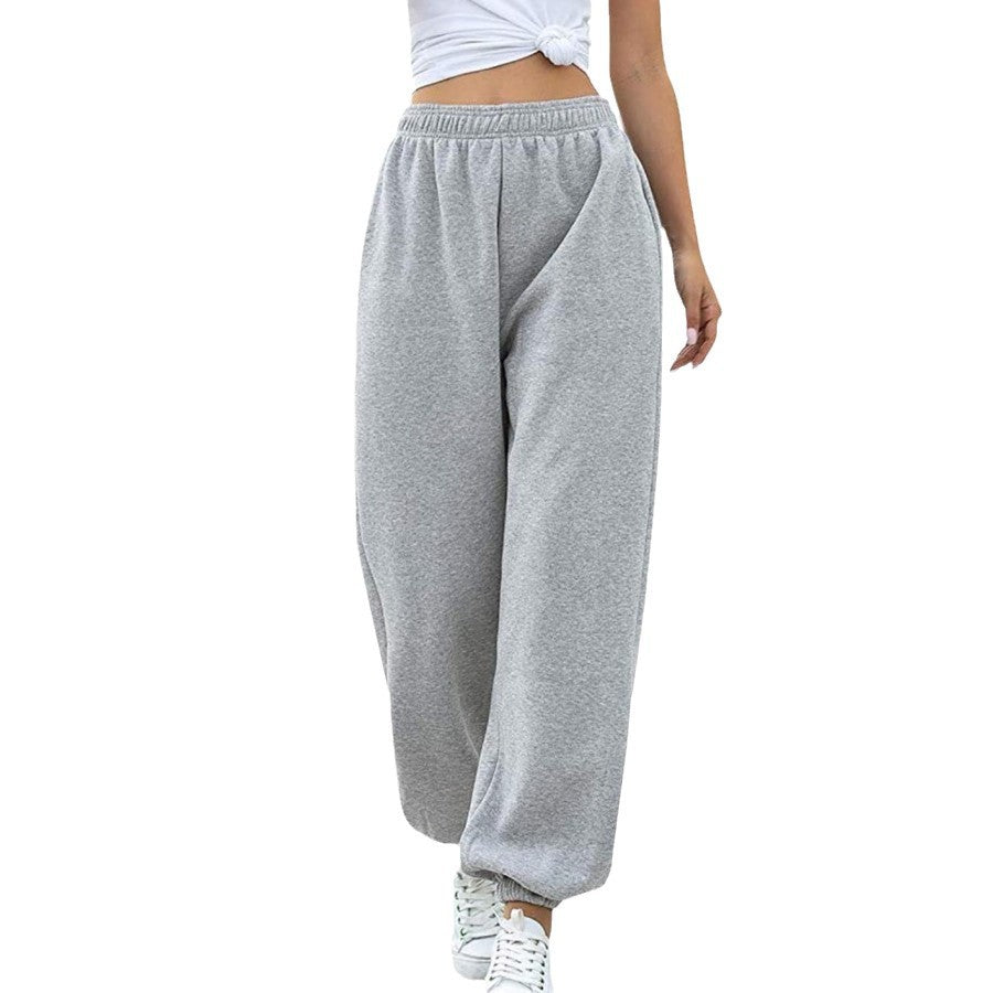 Pantalon de survêtement large taille haute pour femmes avec ceinture de confort élastique, poches latérales et chevilles froncées Echo Archiv