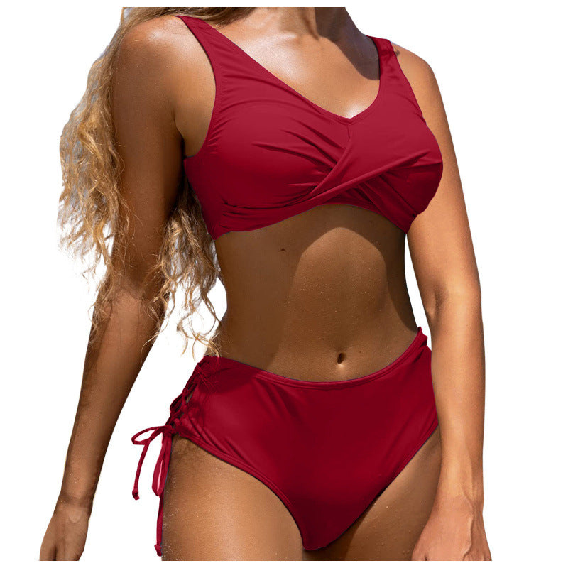 Bikini taille haute pour femmes avec détail de nouage raffiné R&B