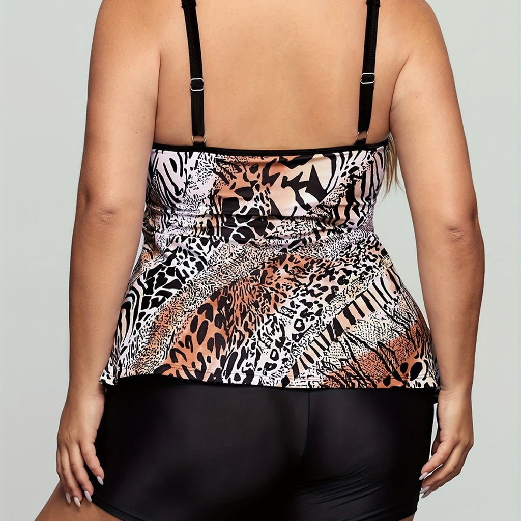 Tankini femme avec imprimé animal à la mode et coupe flatteuse R&B