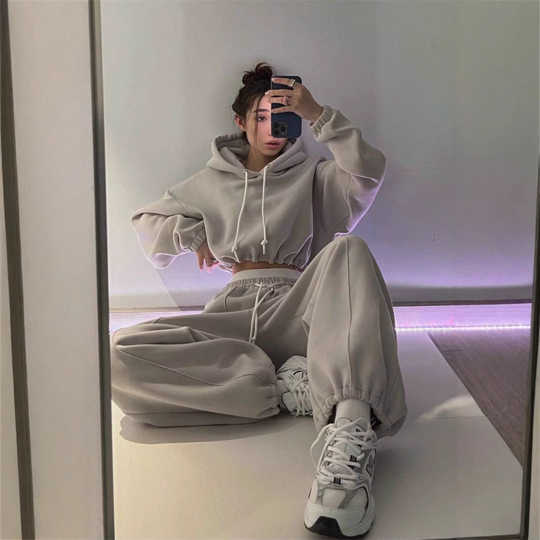 Ensemble Sweat à Capuche Oversize et Pantalon de Jogging pour Femmes avec Doublure Douce, Cordon Réglable et Taille Haute Echo Archiv