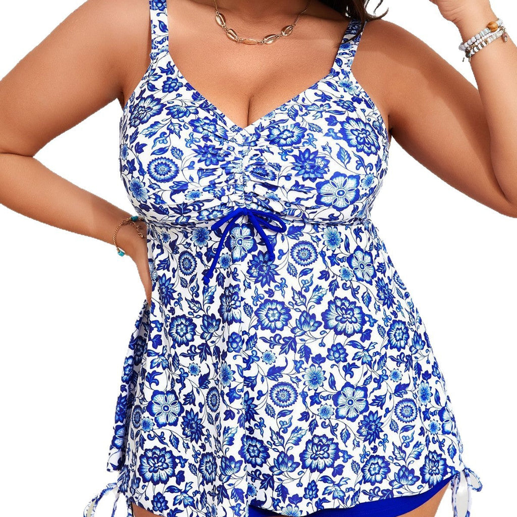 Ensemble Tankini Femme avec Haut Floral et Shorts Sportifs R&B