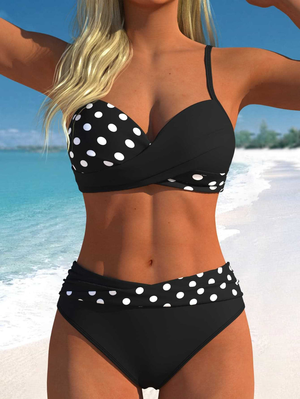 Ensemble de bikini pour femmes avec haut court et taille haute R&B
