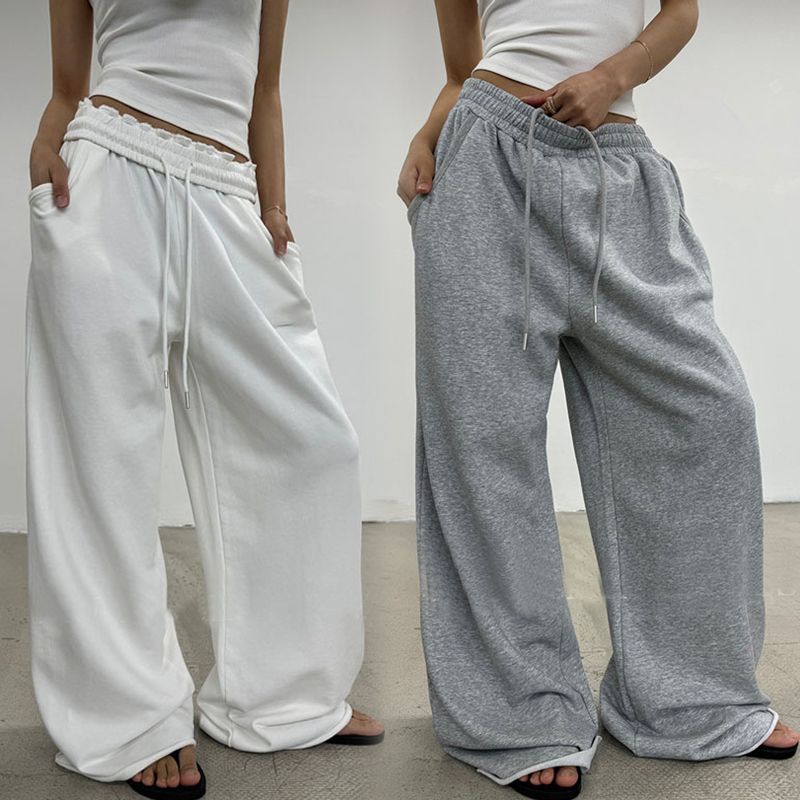 Pantalon lounge large taille haute pour femmes avec taille froncée et cordon de serrage Echo Archiv