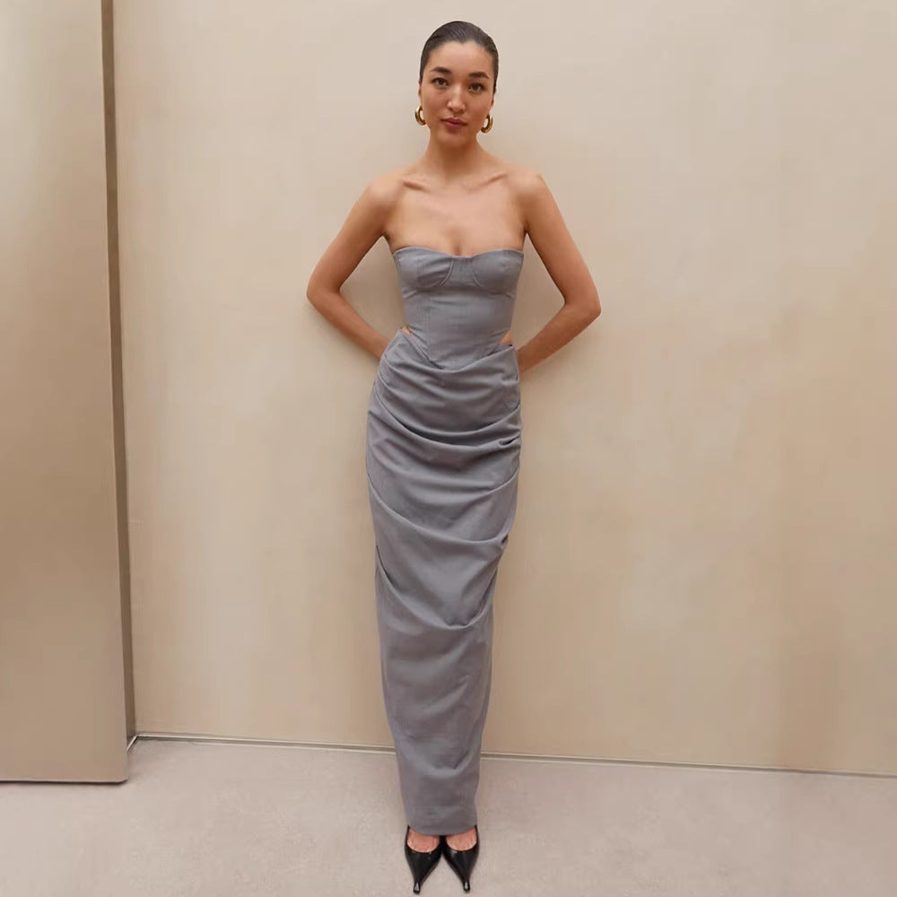 Robe de soirée ajustée pour femmes avec un design de drapés raffiné Heidi-Mode