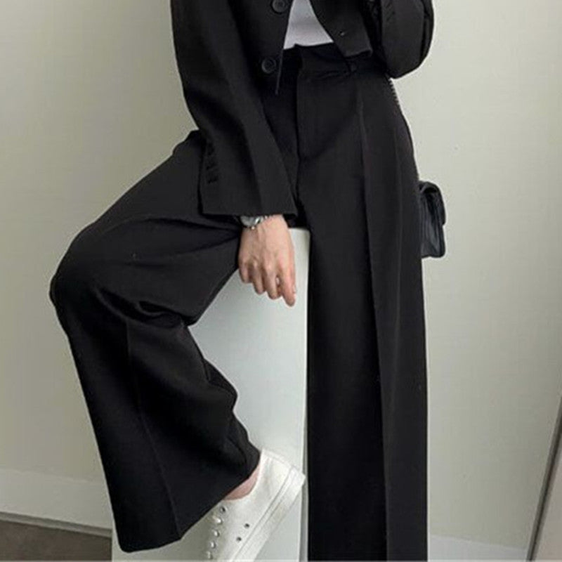 Pantalon en tissu élégant et taille haute pour femmes