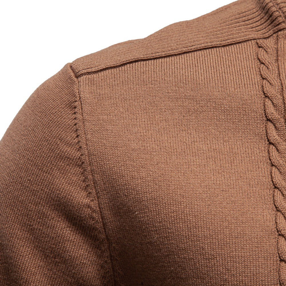 Pull en maille fine pour hommes avec demi-fermeture éclair et motif en relief vertical Echoarchiv