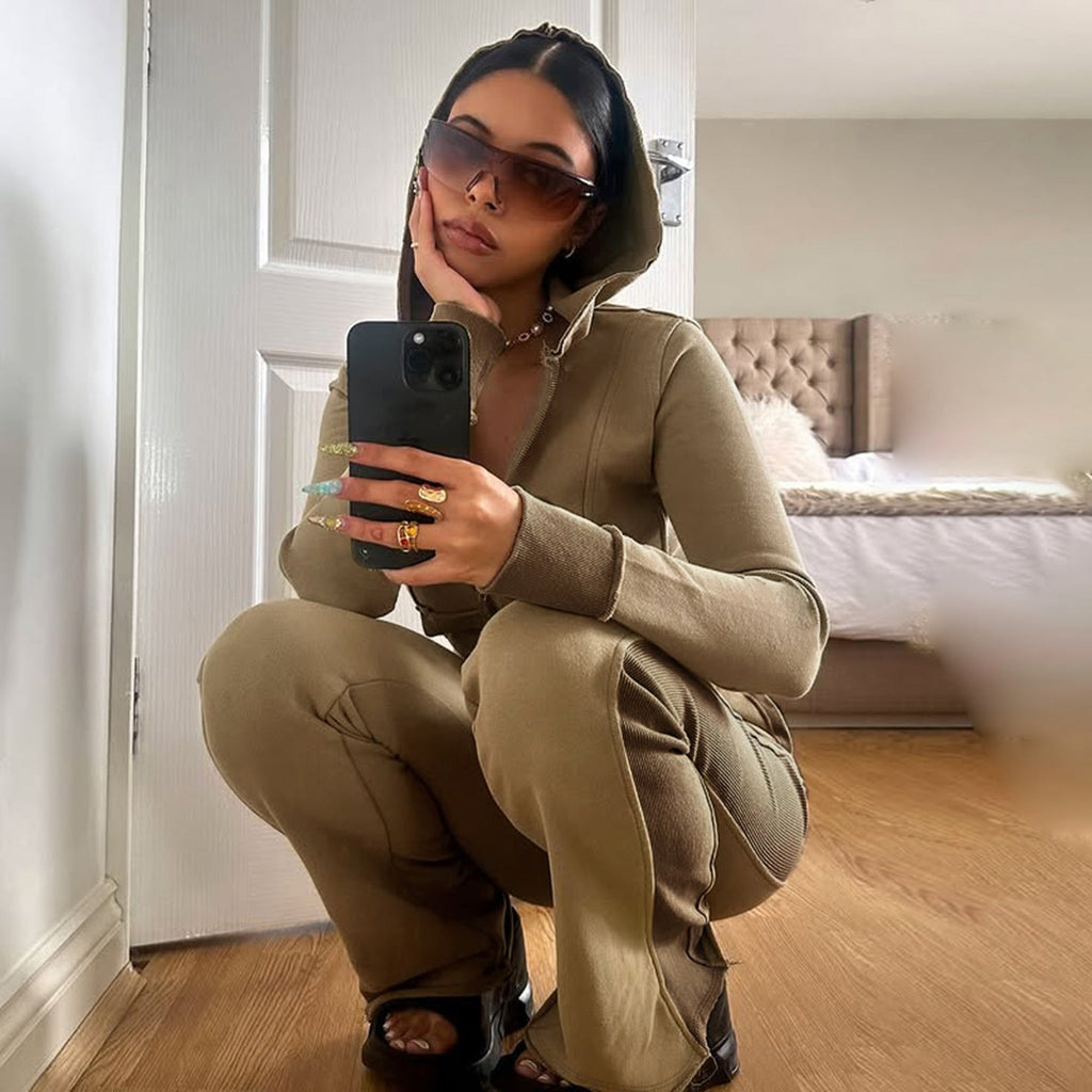 Pantalon évasé stretch pour femmes avec taille haute, poches plaquées et bandes latérales Echo Archiv