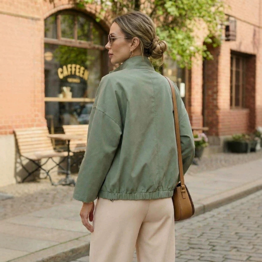 Veste de loisirs courte pour femmes avec col montant