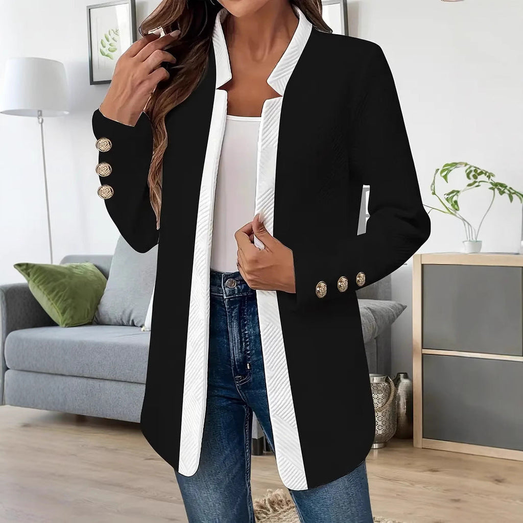 Veste blazer pour femmes avec coupe ajustée et col contrasté