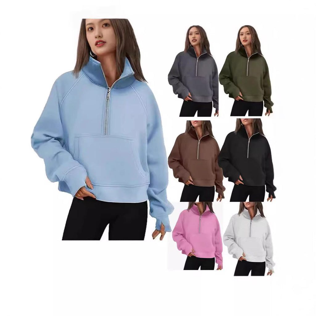 Sweatshirt oversized pour femmes avec demi-zip, poche kangourou et trous pour les pouces Echo Archiv