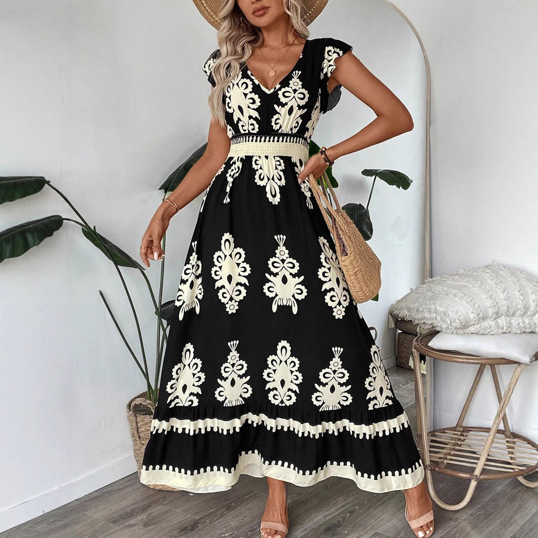 Robe maxi élégante pour femmes avec un fascinant imprimé R&B