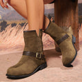 Bottines pour femmes avec décolleté en V, sangle et boucle