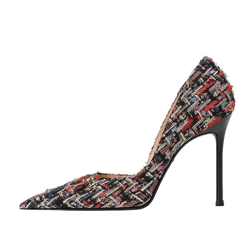 Pumps à talons hauts pointus élégants pour femmes avec design tressé R&B