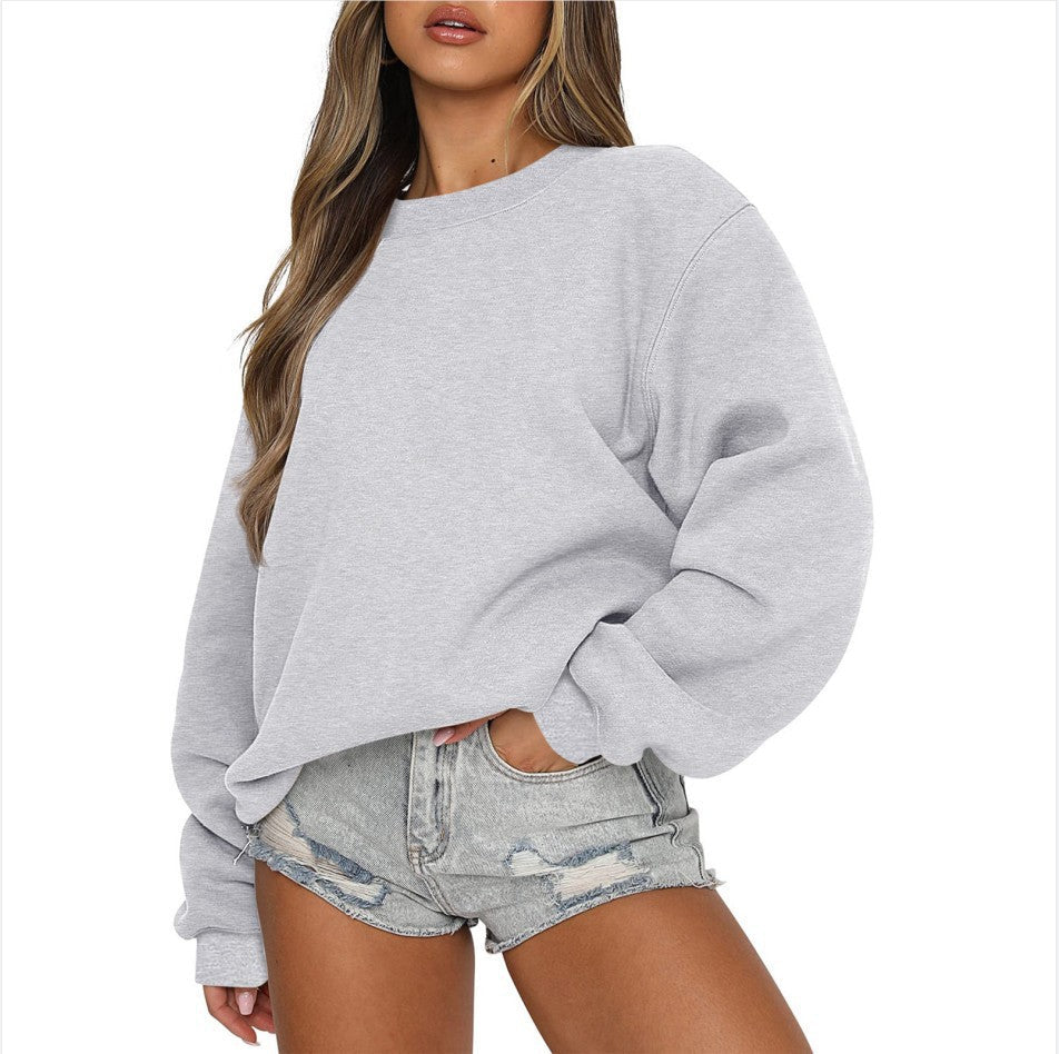 Sweatshirt oversized à col rond pour femmes en mélange de coton avec épaules tombantes, intérieur gratté et bords élastiques Echo Archiv
