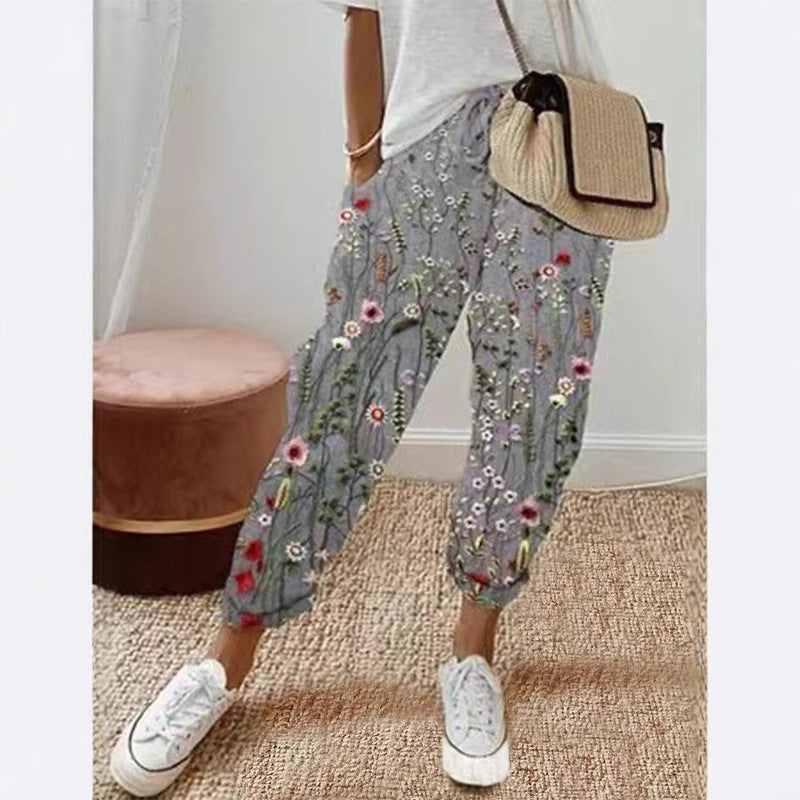 Pantalons Harem en Damenschalotte avec broderie florale Echoarchiv