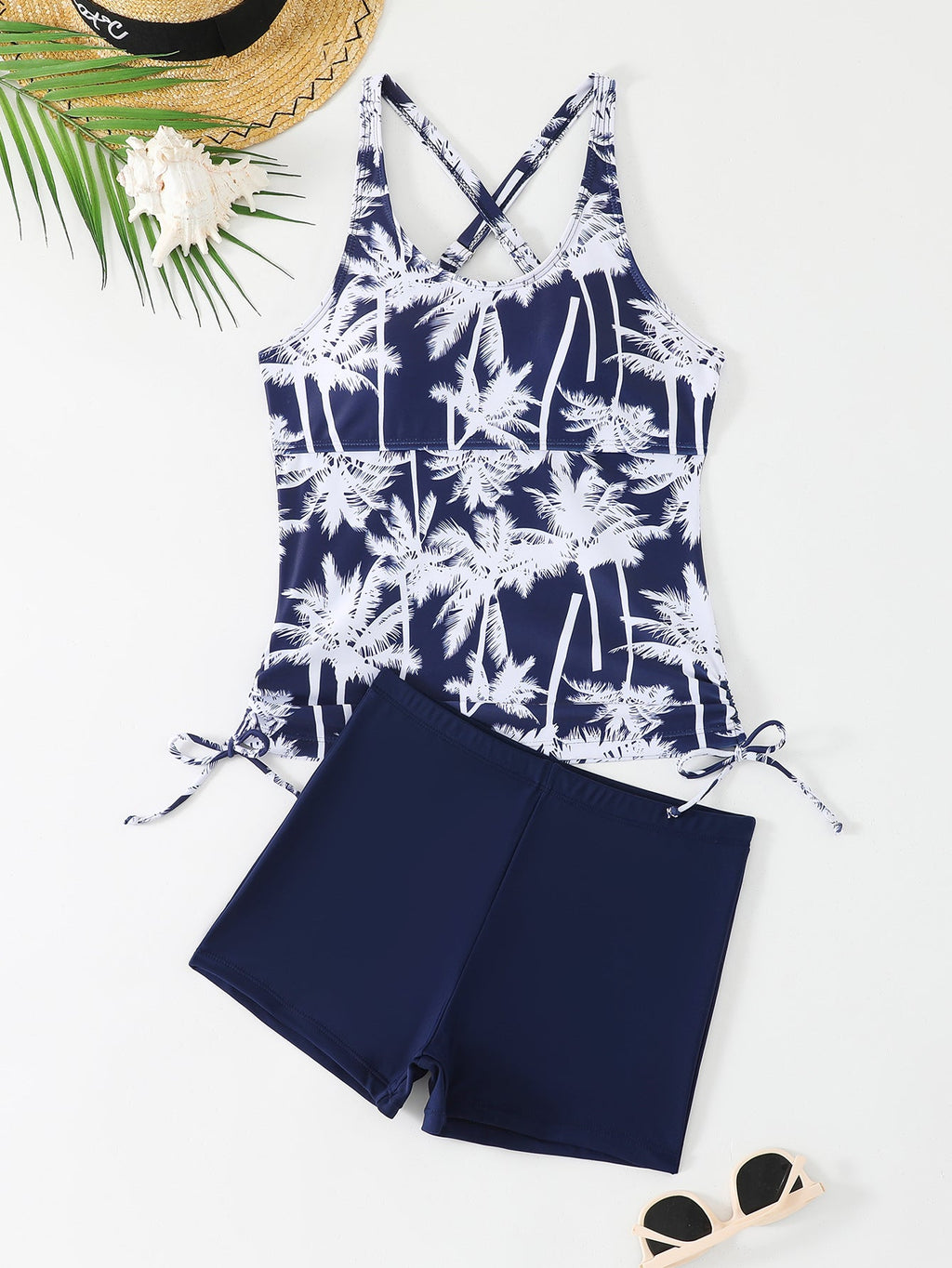 Tankini femme avec options de réglage raffinées et impression de palmier à la mode Echo Archiv