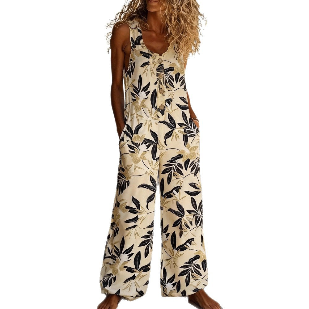 Combinaison pour femmes avec motif floral et détails en boutons R&B