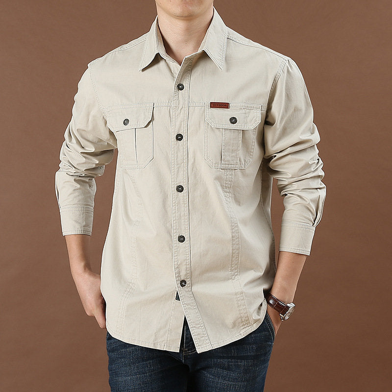Chemise en toile légère pour hommes avec deux poches poitrine plaquées et coutures renforcées Echo Archiv