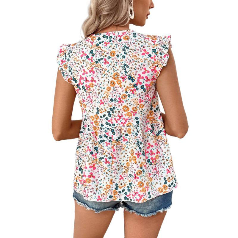 Chemisier pour femmes avec design floral et décolleté en V Heidi-Mode