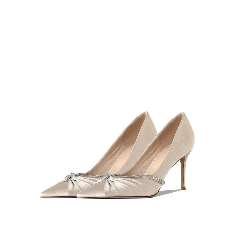 Pompes à talons hauts pointues élégantes pour femmes avec une sangle scintillante R&B