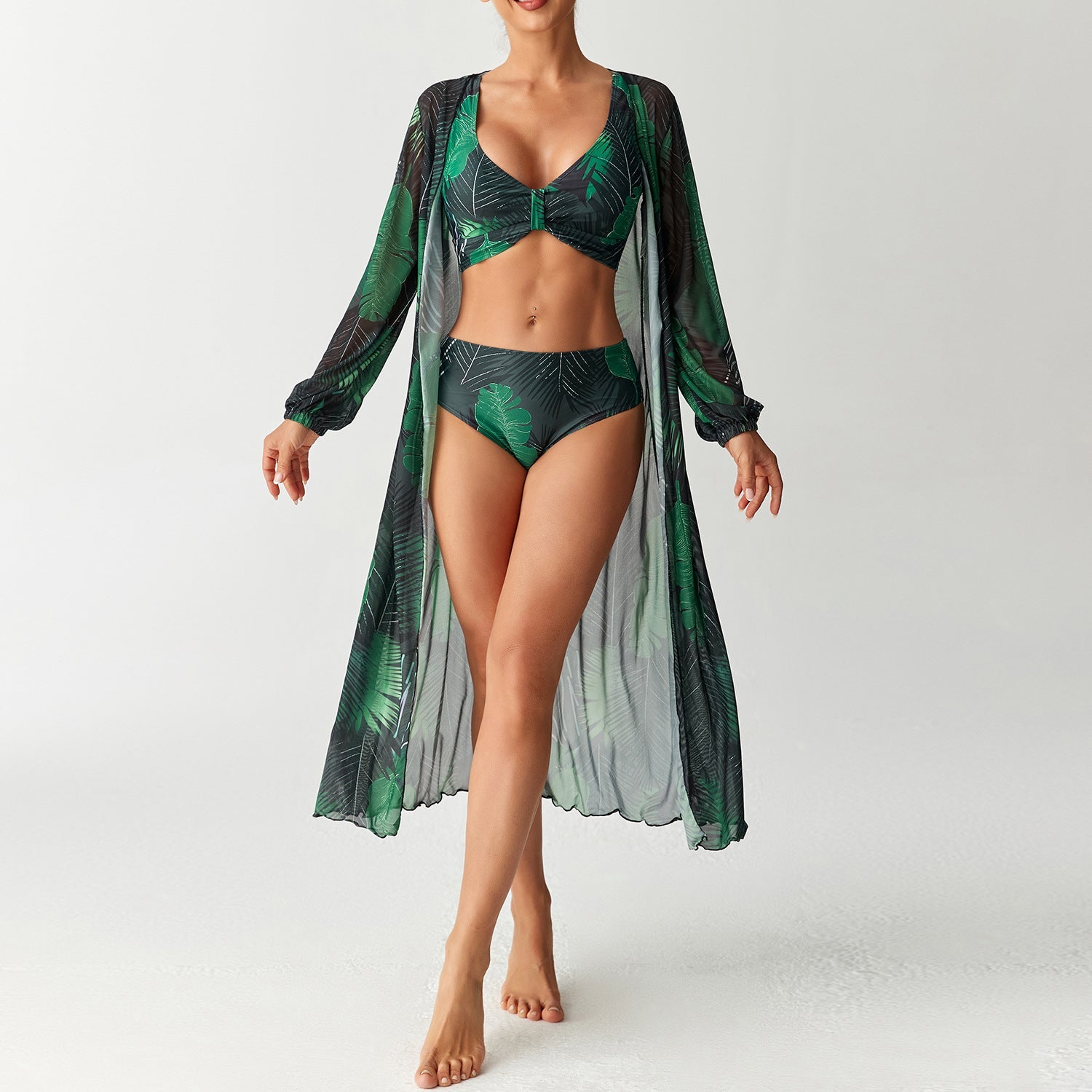 Robe de plage transparente pour femmes avec motif floral R&B