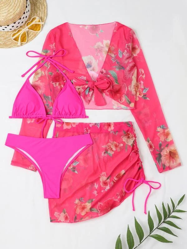 Haut de maillot de bain élégant pour femmes avec design floral et fermeture à nouer Echo Archiv