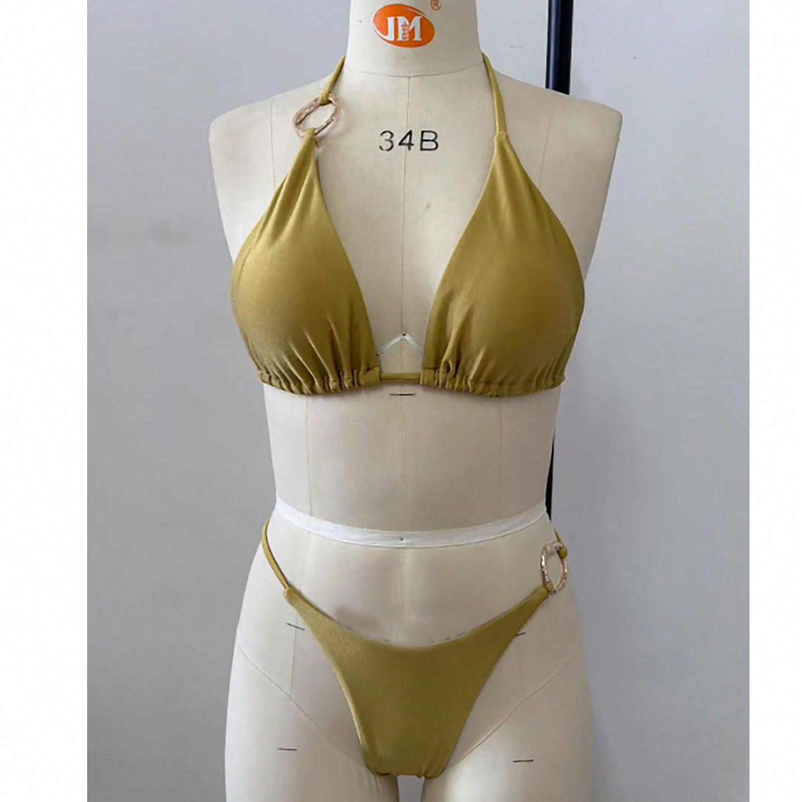 Ensemble de bikini triangle pour femmes avec des anneaux en métal tendance R&B