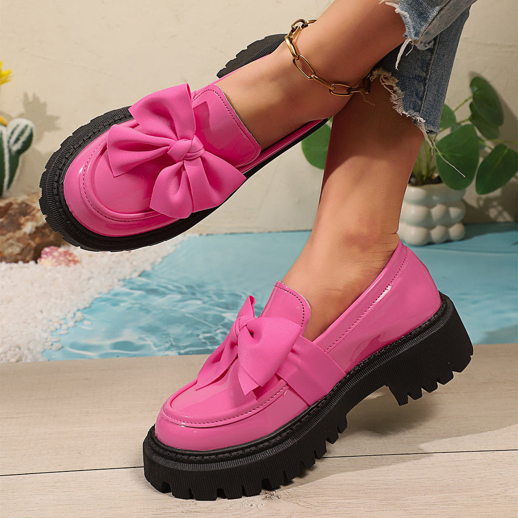 Mocassins pour femmes avec accent de nœud volumineux et semelle antidérapante R&B