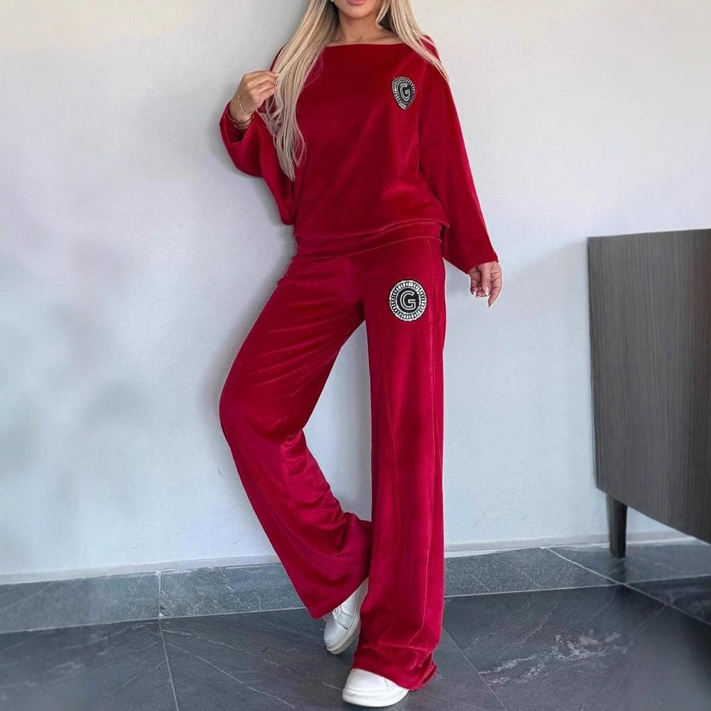 Ensemble de Loungewear Élegant en Velours Doux pour Femmes