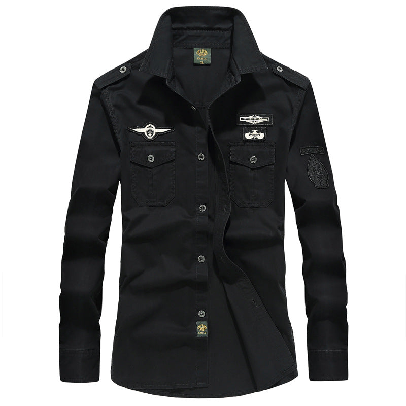 Chemise utilitaire pour hommes inspirée par le militaire en mélange de coton avec épaulettes, poches poitrine et patchs emblématiques Echo Archiv