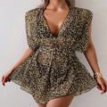 Robe de plage pour femmes avec décolleté en V séduisant et élégant motif léopard R&B