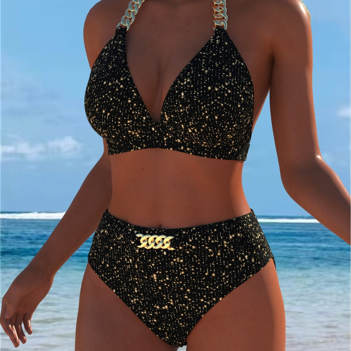Bikini pour femmes avec motif marbré luxueux et détails raffinés R&B