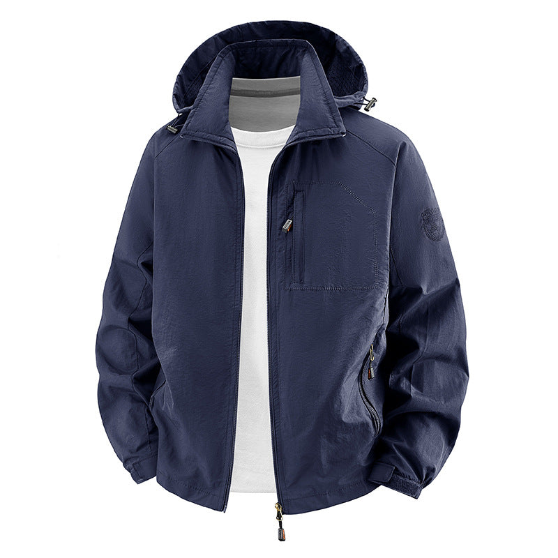 Veste unisexe légère et imperméable pour le plein air avec capuche et poches zippées étanches Echo Archiv