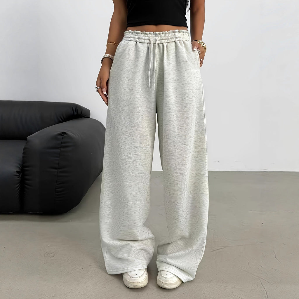 Pantalon Palazzo Lounge Doux pour Femmes avec Taille Froncée et Cordon Echoarchiv