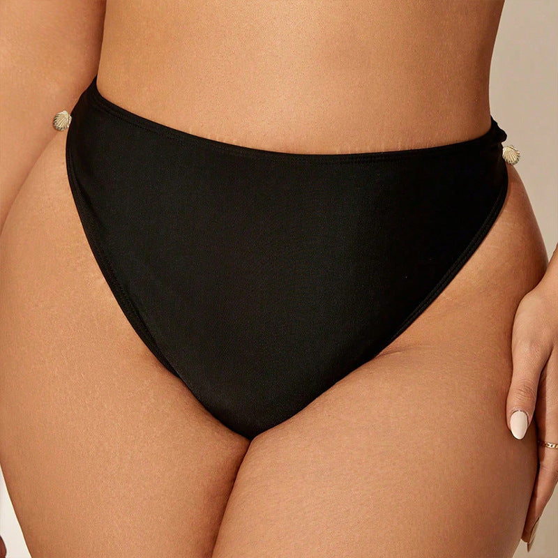 Culotte de bikini taille haute pour femmes avec accents en coquillage élégants R&B