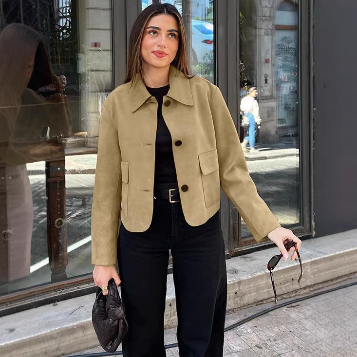 Veste en daim courte pour femmes