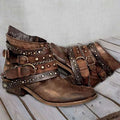 Bottines western pour femmes avec sangle à boucle et chaînes