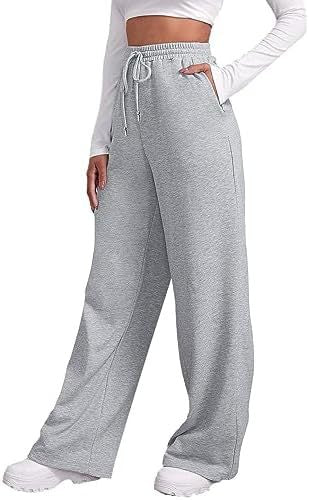 Pantalon lounge palazzo taille haute large pour femmes avec ceinture élastique confortable, cordon de serrage et poches latérales Echo Archiv