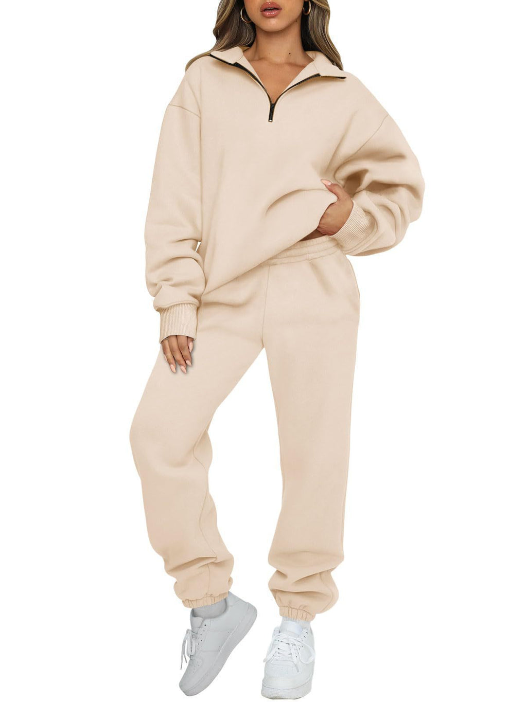 Ensemble lounge mi-zip pour femmes avec sweatshirt oversize et pantalon de jogging taille haute Echo Archiv