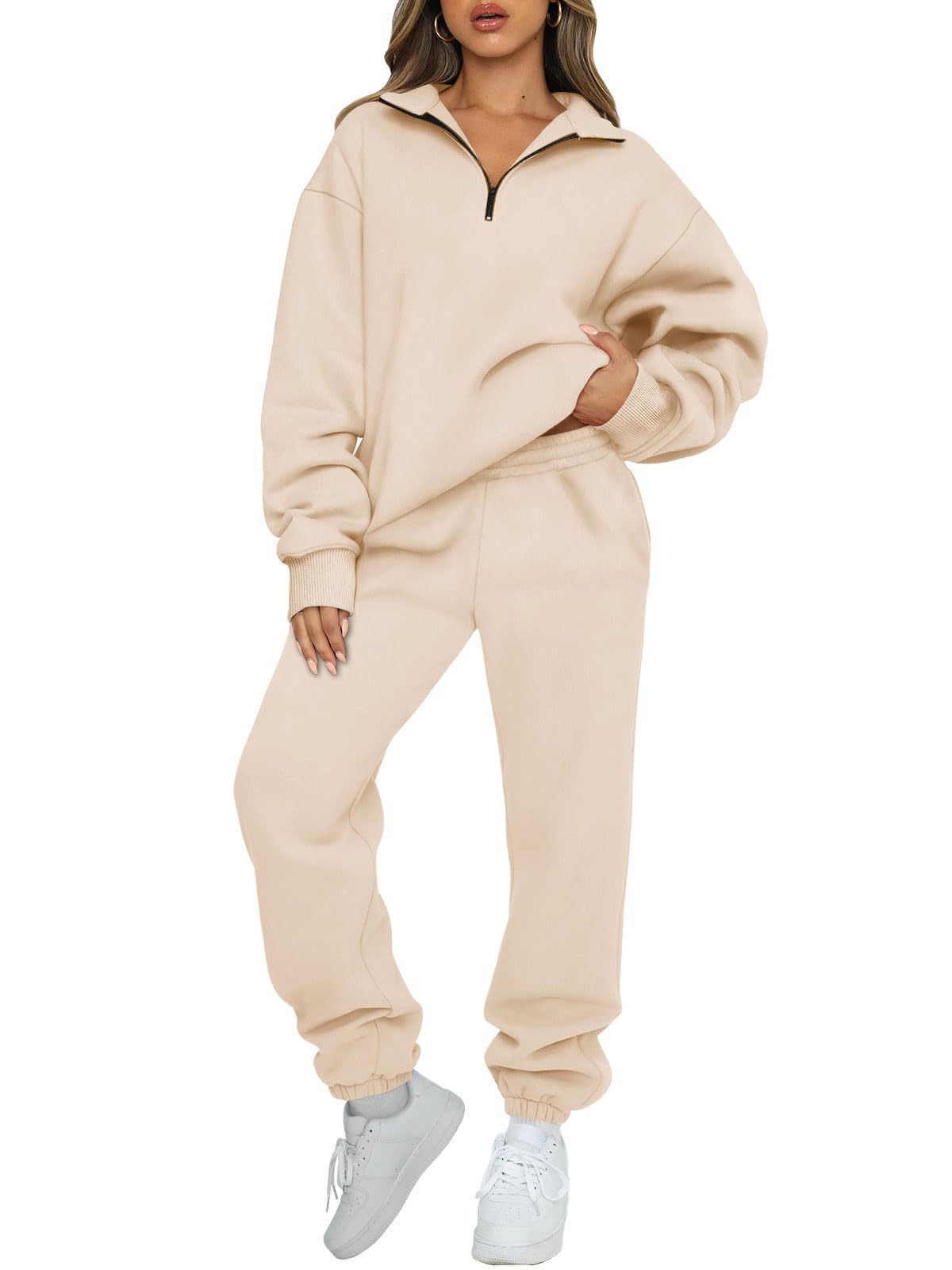 Ensemble lounge mi-zip pour femmes avec sweatshirt oversize et pantalon de jogging taille haute Echo Archiv